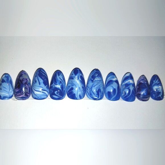 Hand crafted custom print 10pc short acrylic press on nails sz Small - Picture 3 of 7